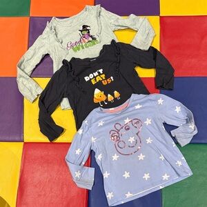 4T Peppa Pig and Halloween Themed Long Sleeve Shirts - Black, Gray, Blue